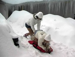 Two teenage winter queens toying eachothers tight pussy